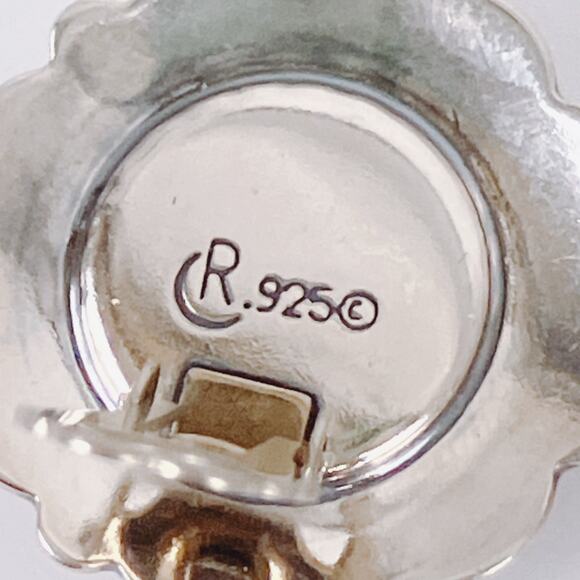 Signed Relios Carolyn Pollack Sterling Mother of Pearl MOP Clip On Earrings VTG - Picture 9 of 16